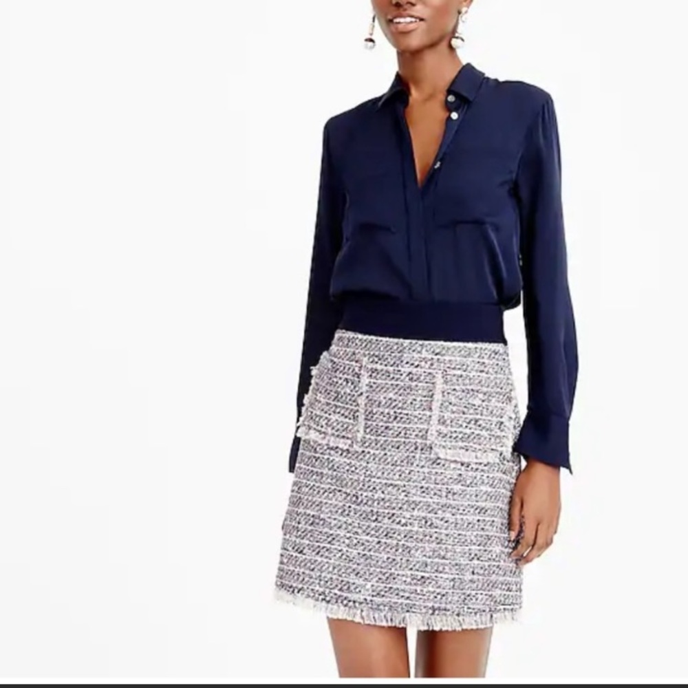 J Crew Navy Pastel Tweed Skirt